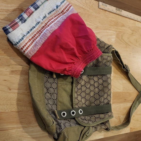 #upcycled vintage Red Elastic waist Mini Skirt Bohemian Hand Made - Picture 8 of 11